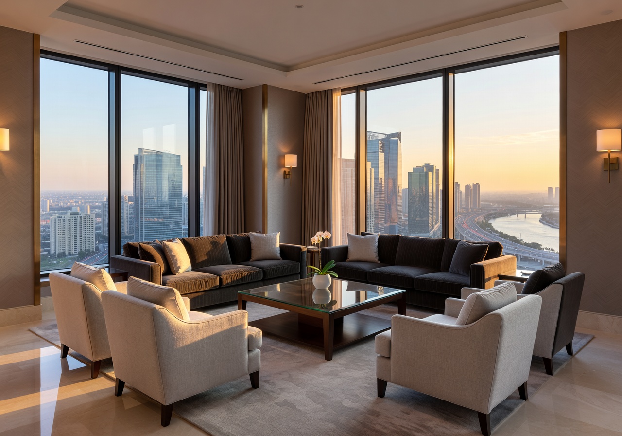 Panorama Executive Suite interior with elegant lounge and city view