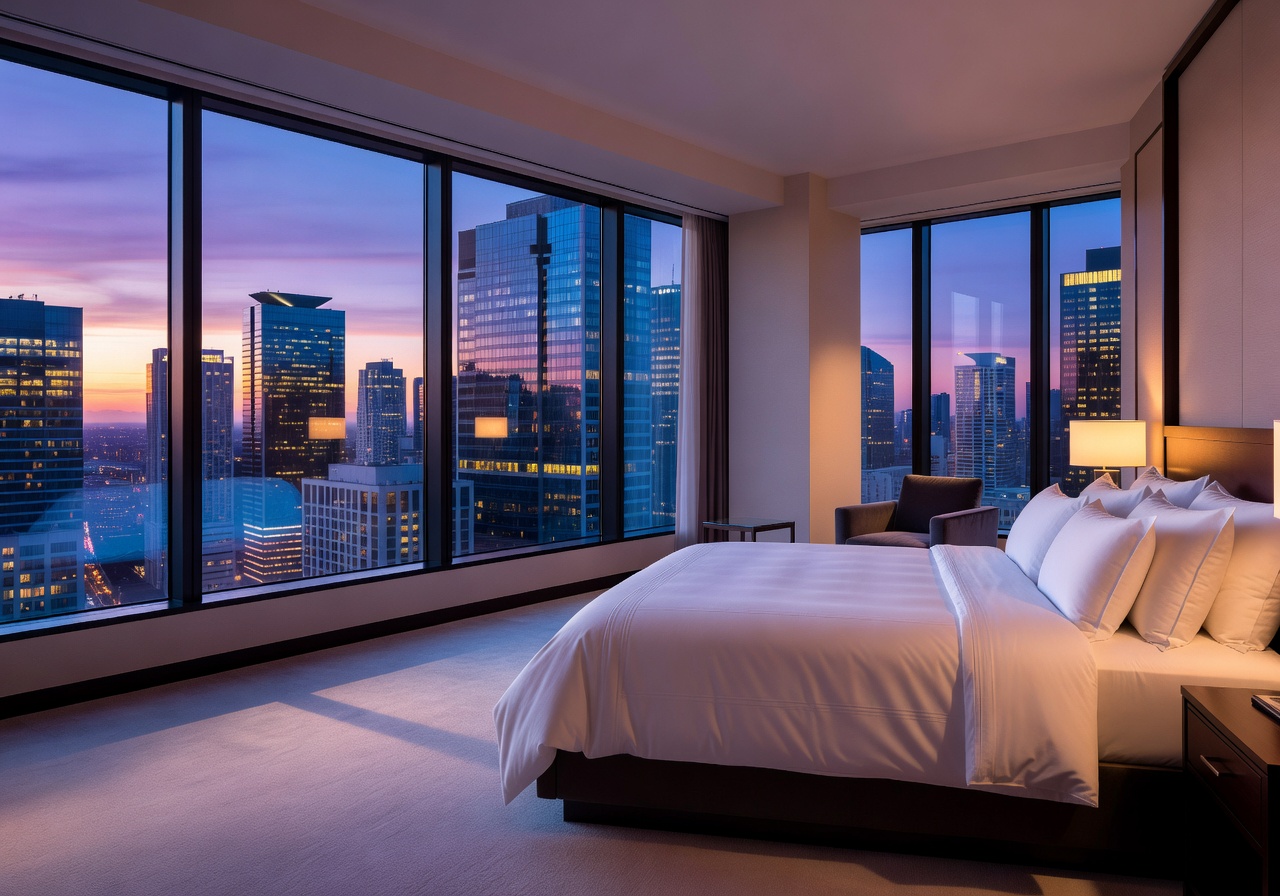 Skyline Deluxe Room with king bed and floor-to-ceiling windows