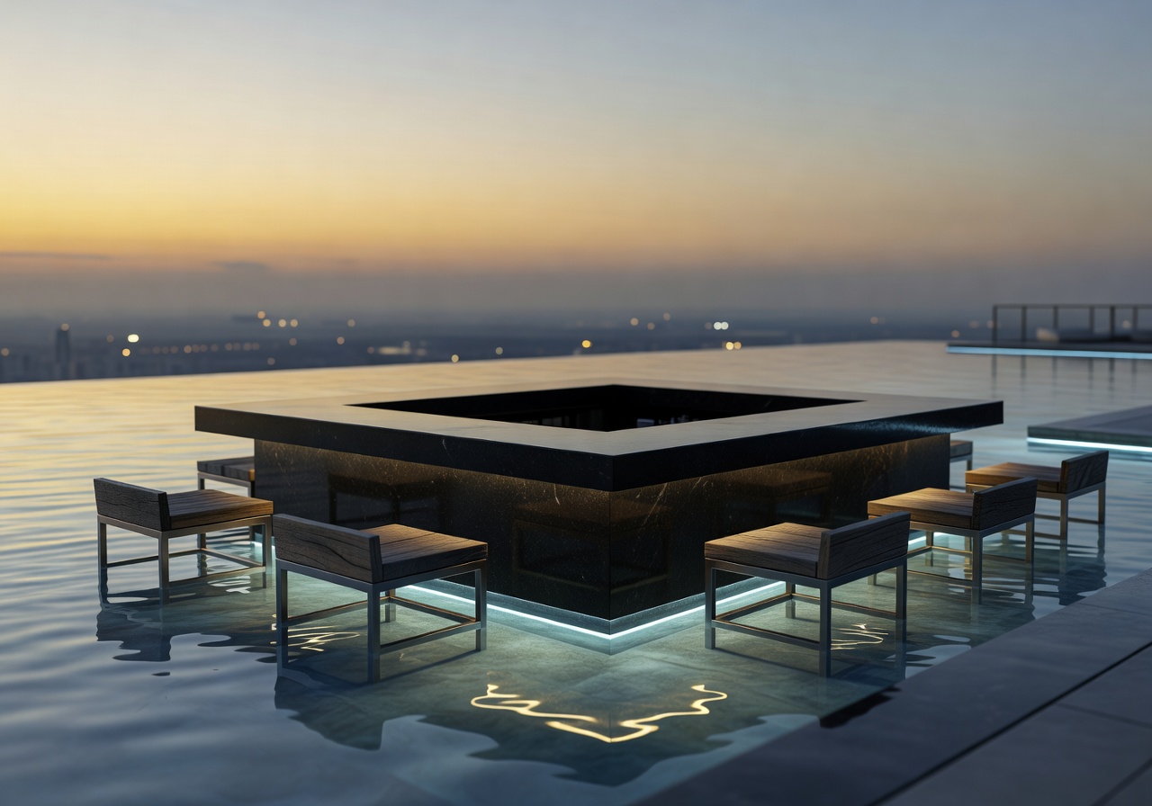 Sunken sky bar at the edge of the infinity pool